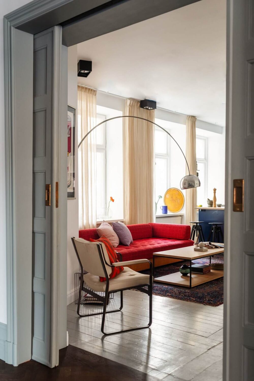 Moody Rooms in a Grand Stockholm Apartment 12 double pocket doors