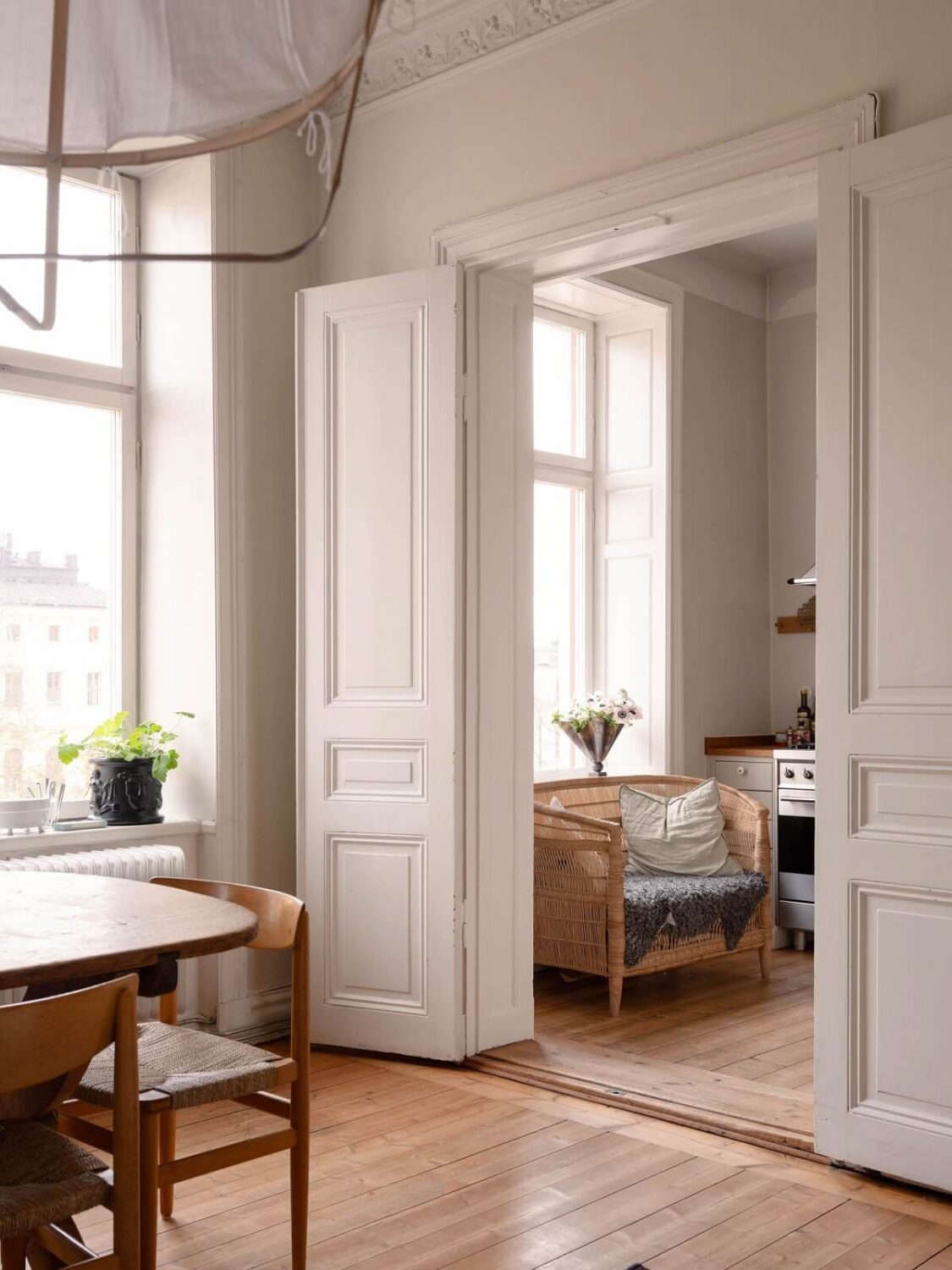 Elsa Billgren's Serene Stockholm Apartment is For Sale 9 double wooden doors