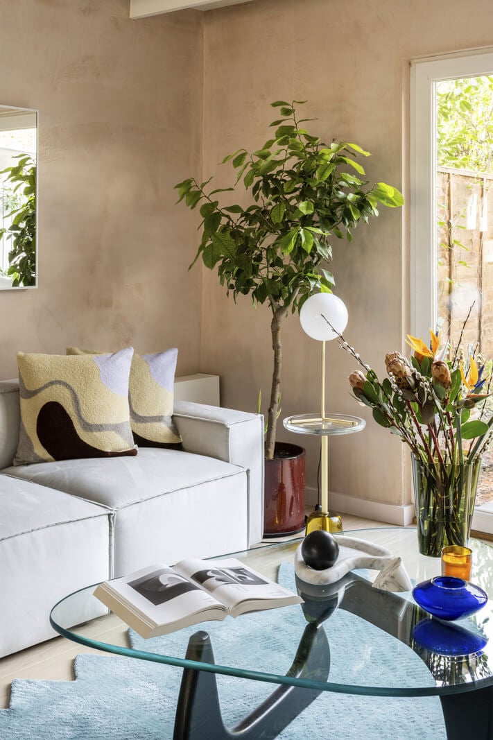 A Modern London Home with Plaster Walls 4 glass coffee table