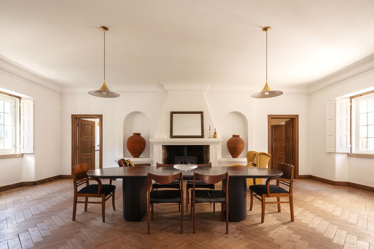A Renovated Pink Manor House in Portugal 5 grand dining room in renovated manor house portugal nordroom