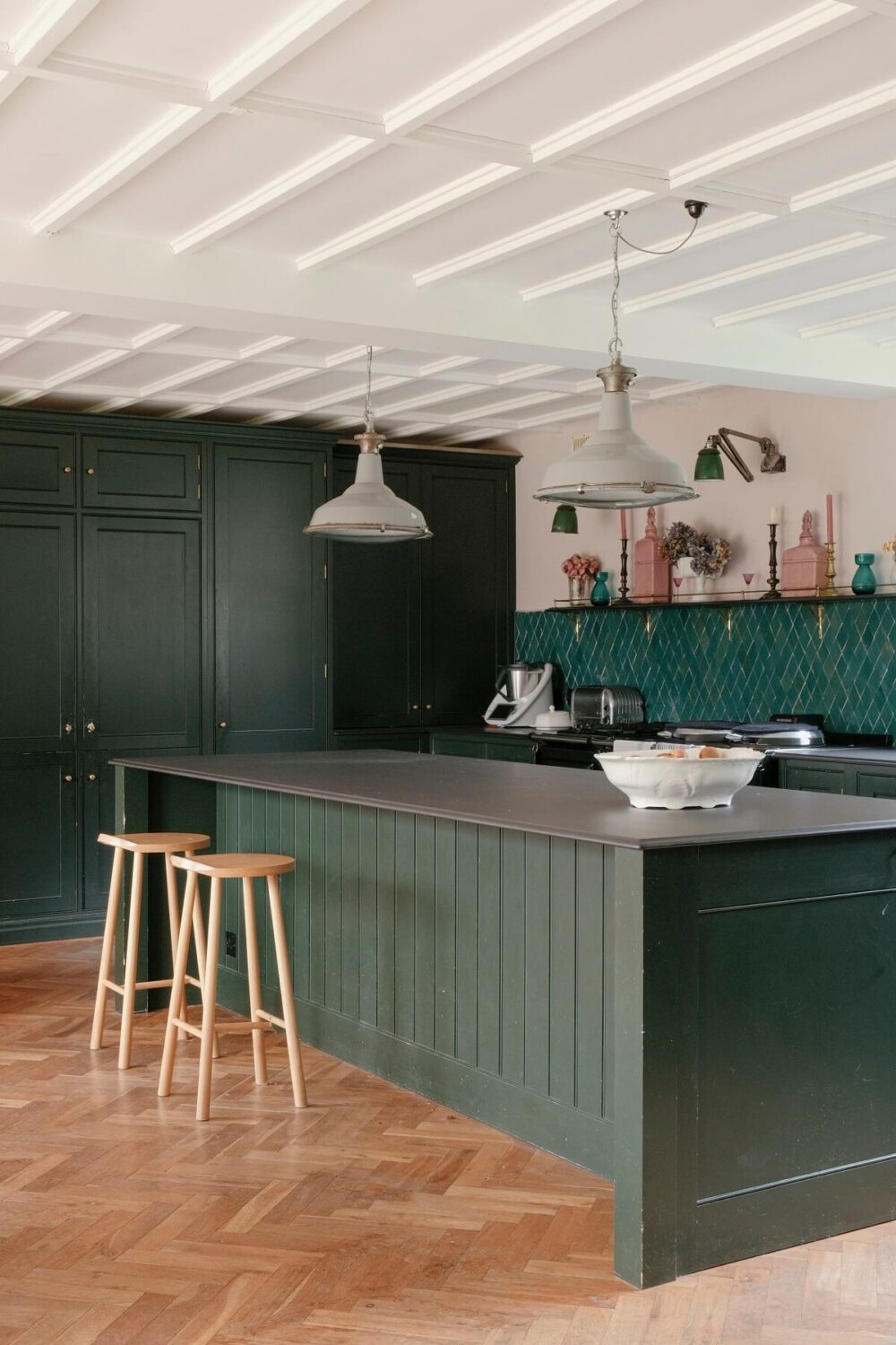 A Barn House with Vintage Decor and Exposed Beams 7 green island