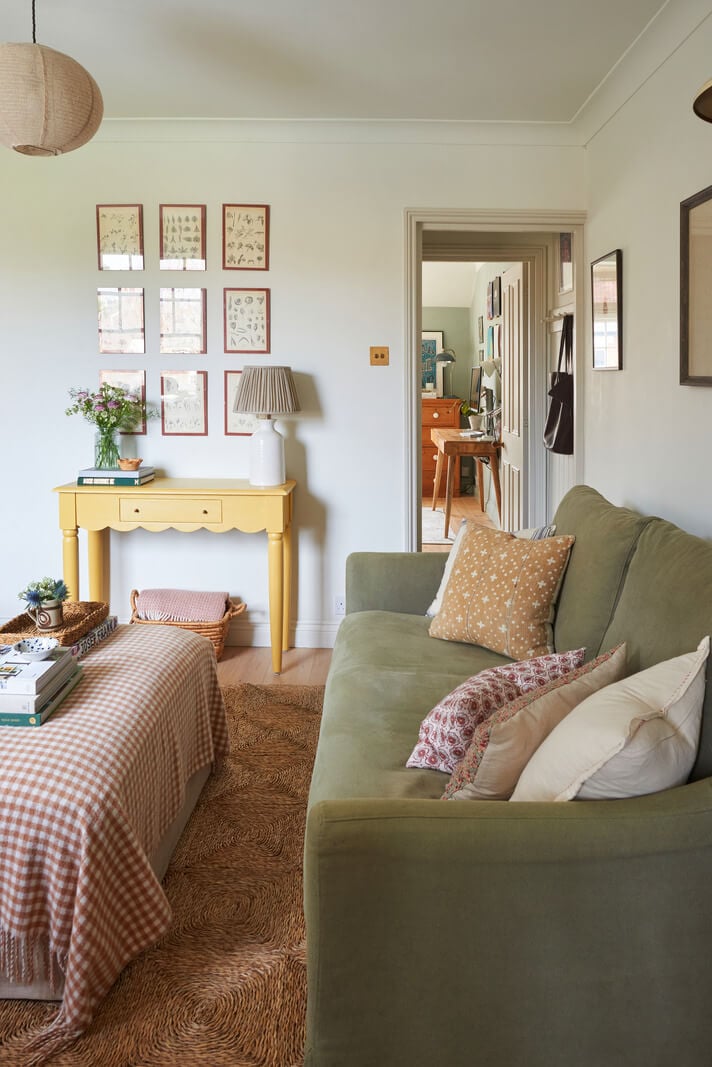 Best of 2024: Living Rooms 12 green sofa and jute rug in small living room