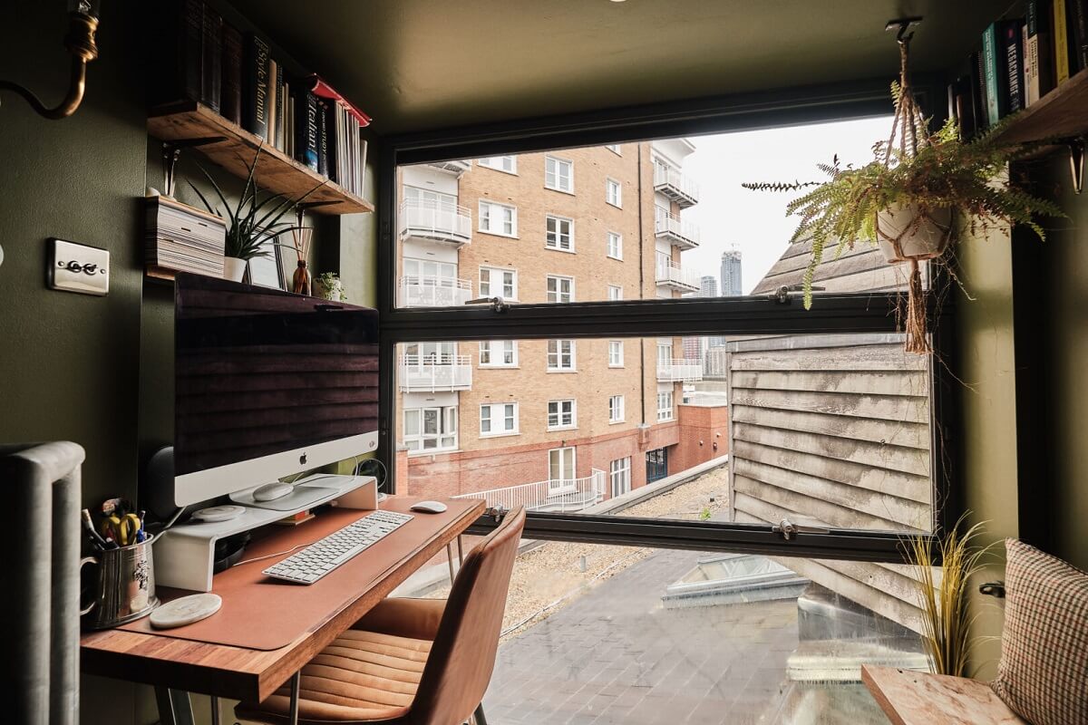 A London Warehouse Conversion with a Black deVOL Kitchen 15 home office with black wall