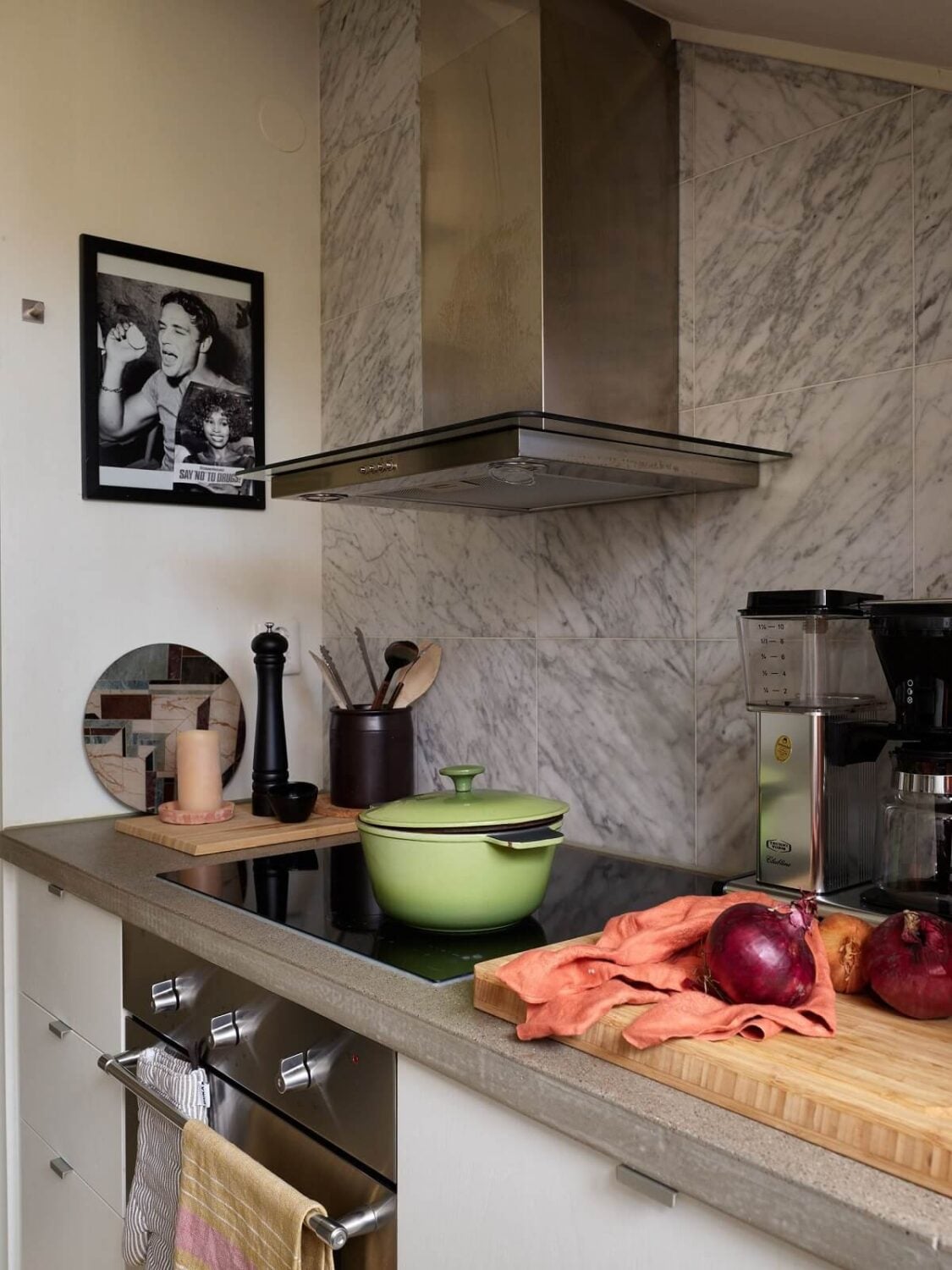 A Small Attic Apartment with a Golden Yellow Bedroom 12 kitchen