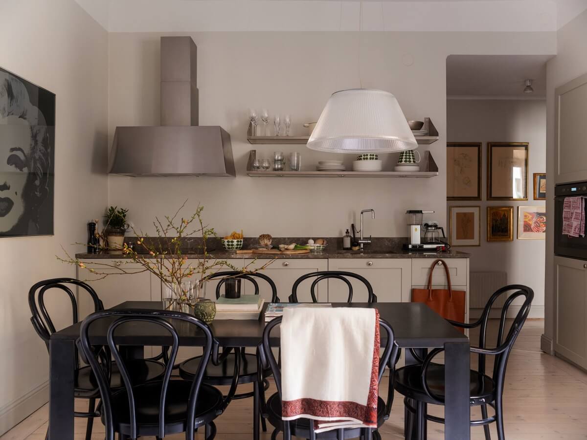 A Muted Color Palette in a Scandinavian Apartment 7 kitchen dining space