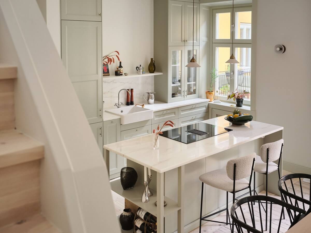 A Light Filled Duplex Apartment in Sweden 3 kitchen island