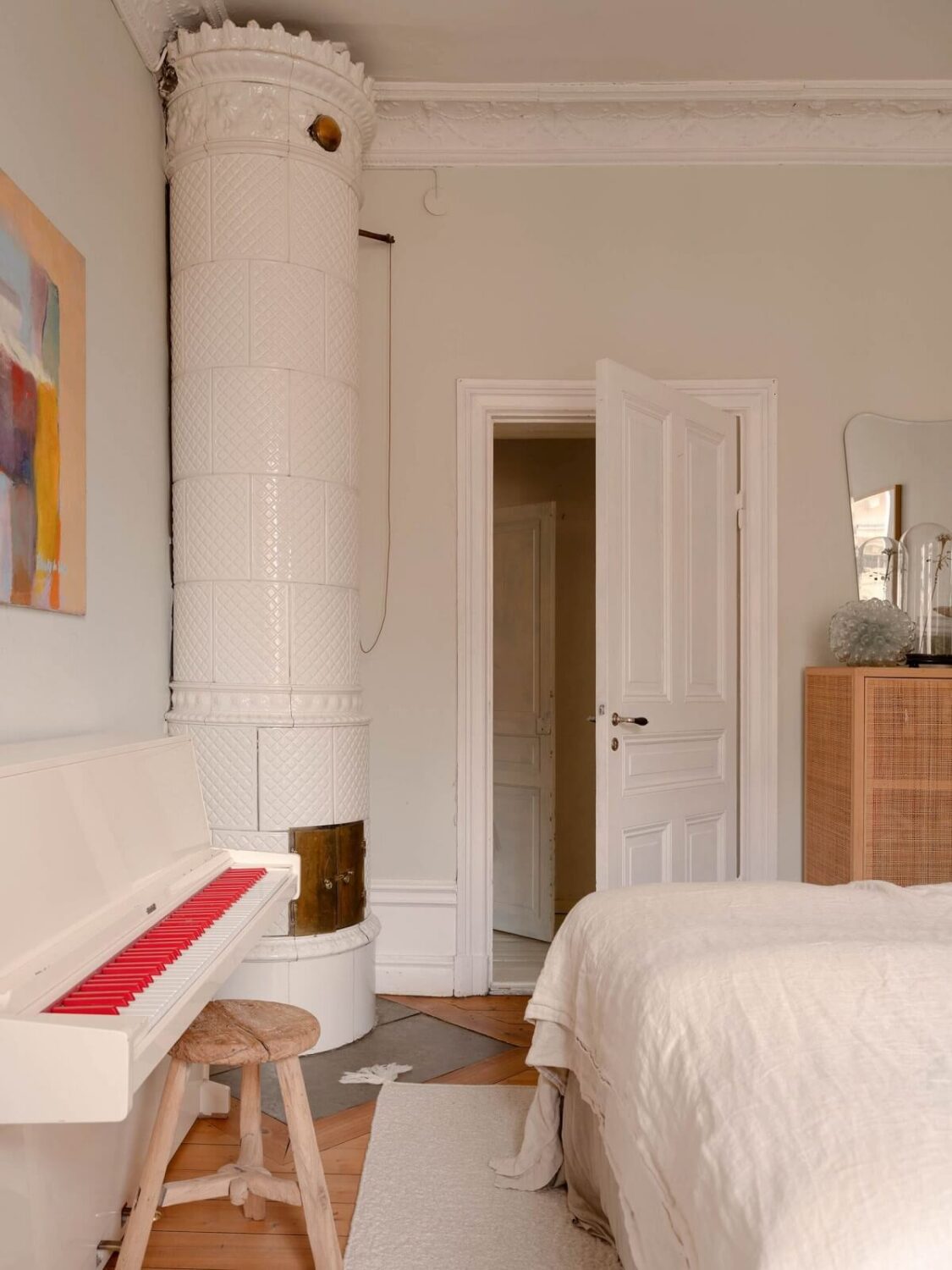 Elsa Billgren's Serene Stockholm Apartment is For Sale 17 light bedroom with fireplace