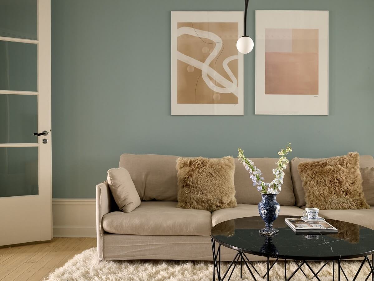 A Social Scandinavian Apartment with a Light Blue Living Room 11 light blue walls scandi living room