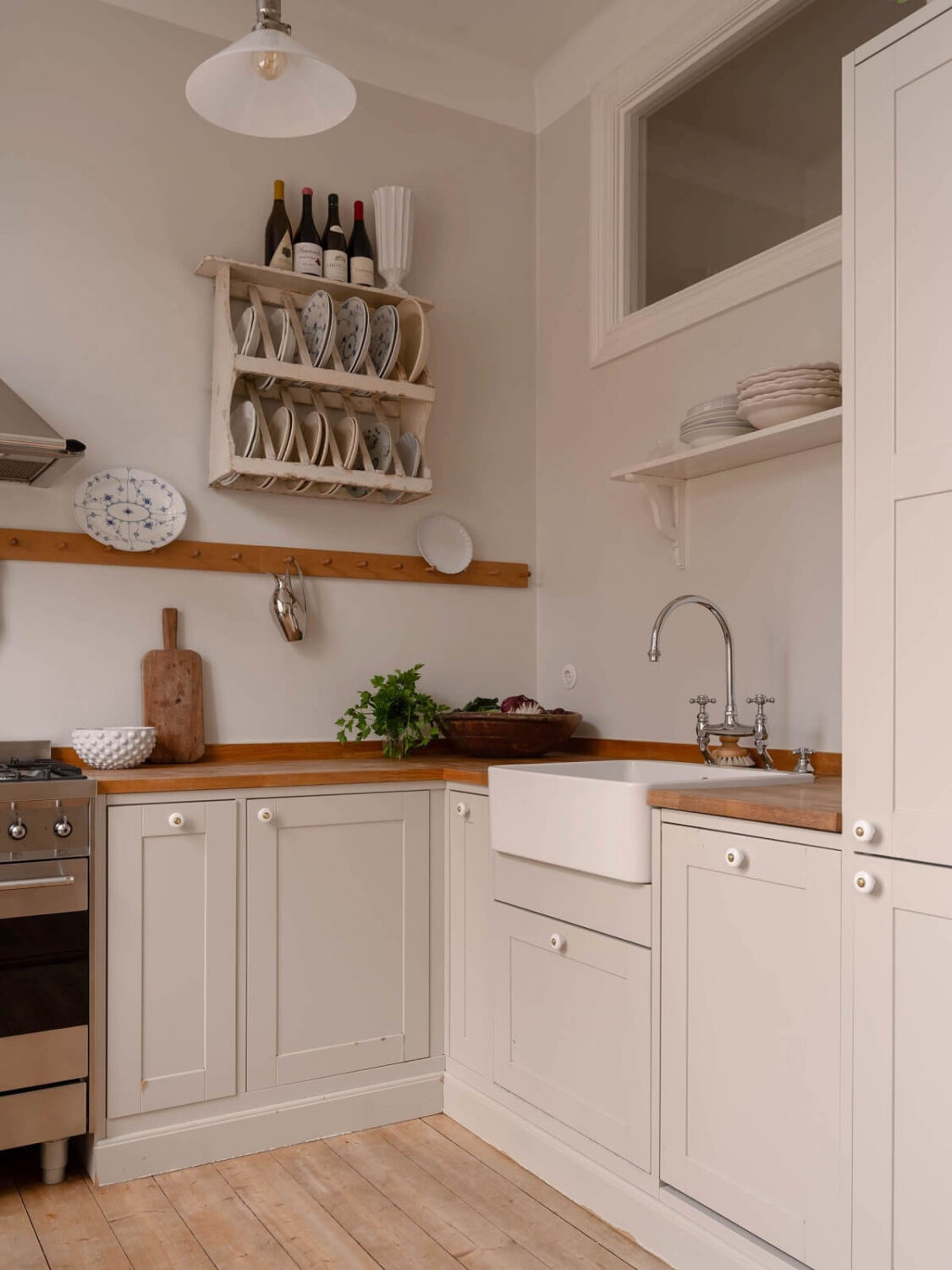 Elsa Billgren's Serene Stockholm Apartment is For Sale 13 light kitchen with butler sink