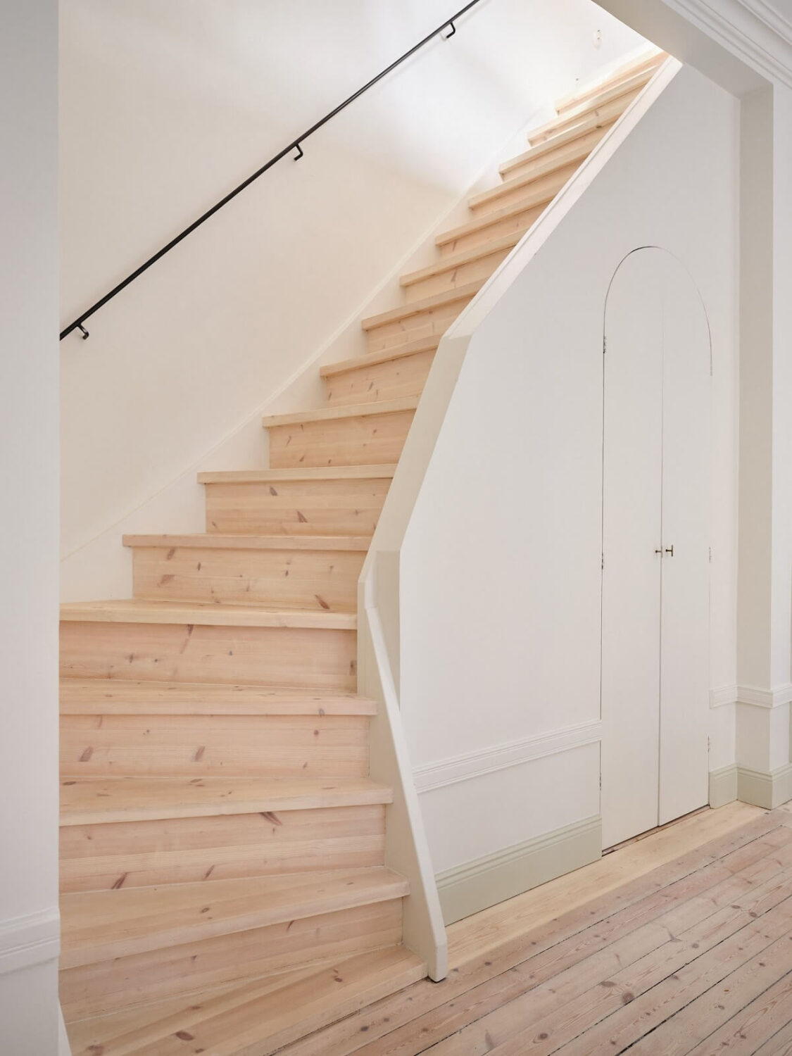 A Light Filled Duplex Apartment in Sweden 15 light wooden staircase