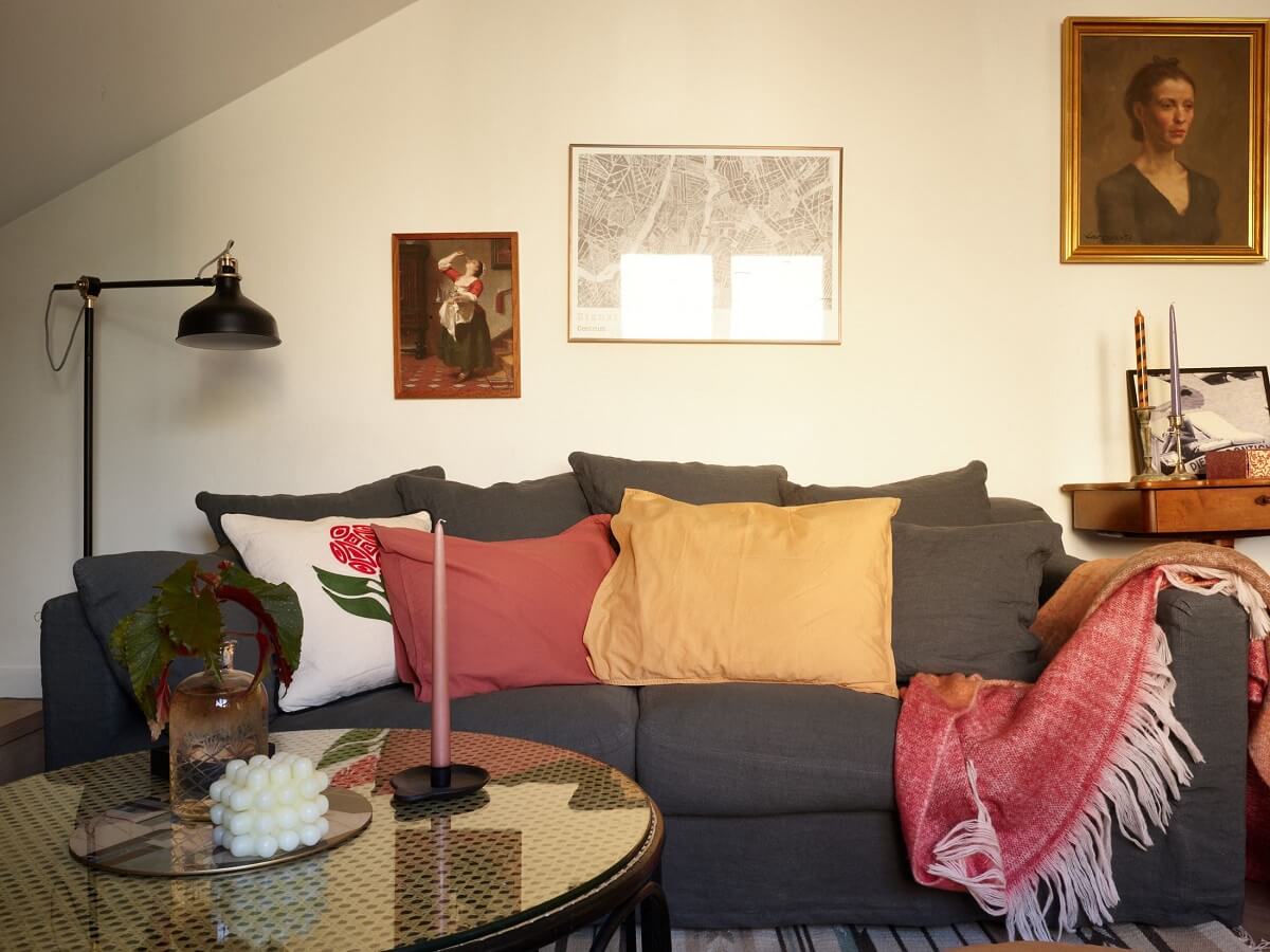 A Small Attic Apartment with a Golden Yellow Bedroom 3 living room detail