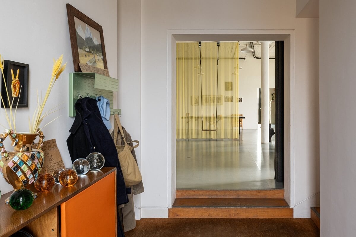 An Industrial English Loft with Yellow Color Pops 18 loft hallway An Industrial English Loft with Yellow Color Pops