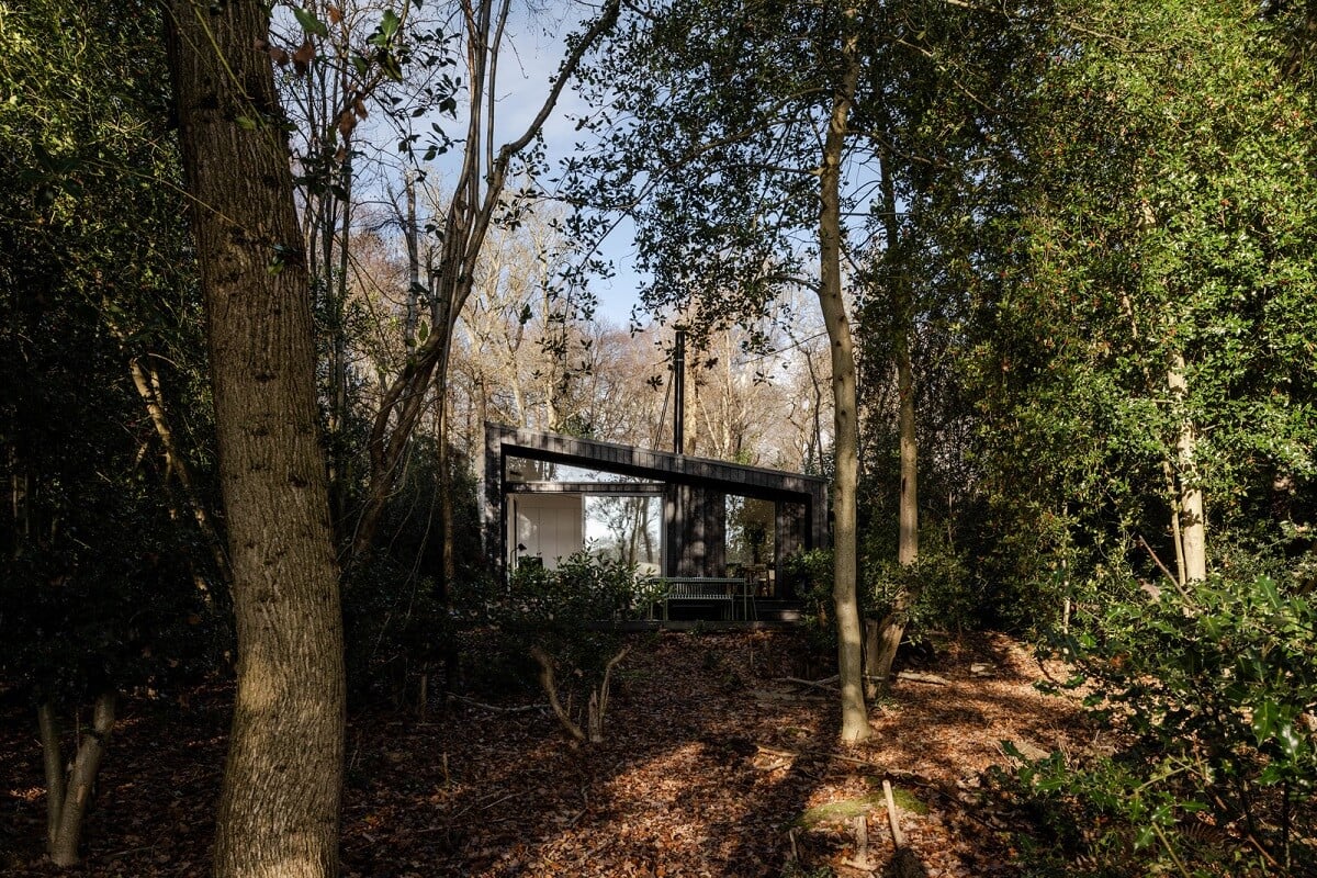 modern black cabin in the woods nordroom