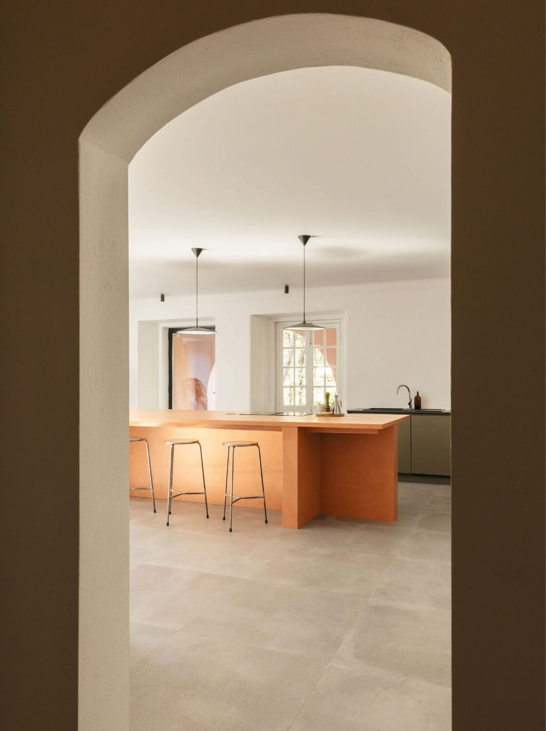 A Renovated Pink Manor House in Portugal 3 modern kitchen with island in renovated manor house nordroom