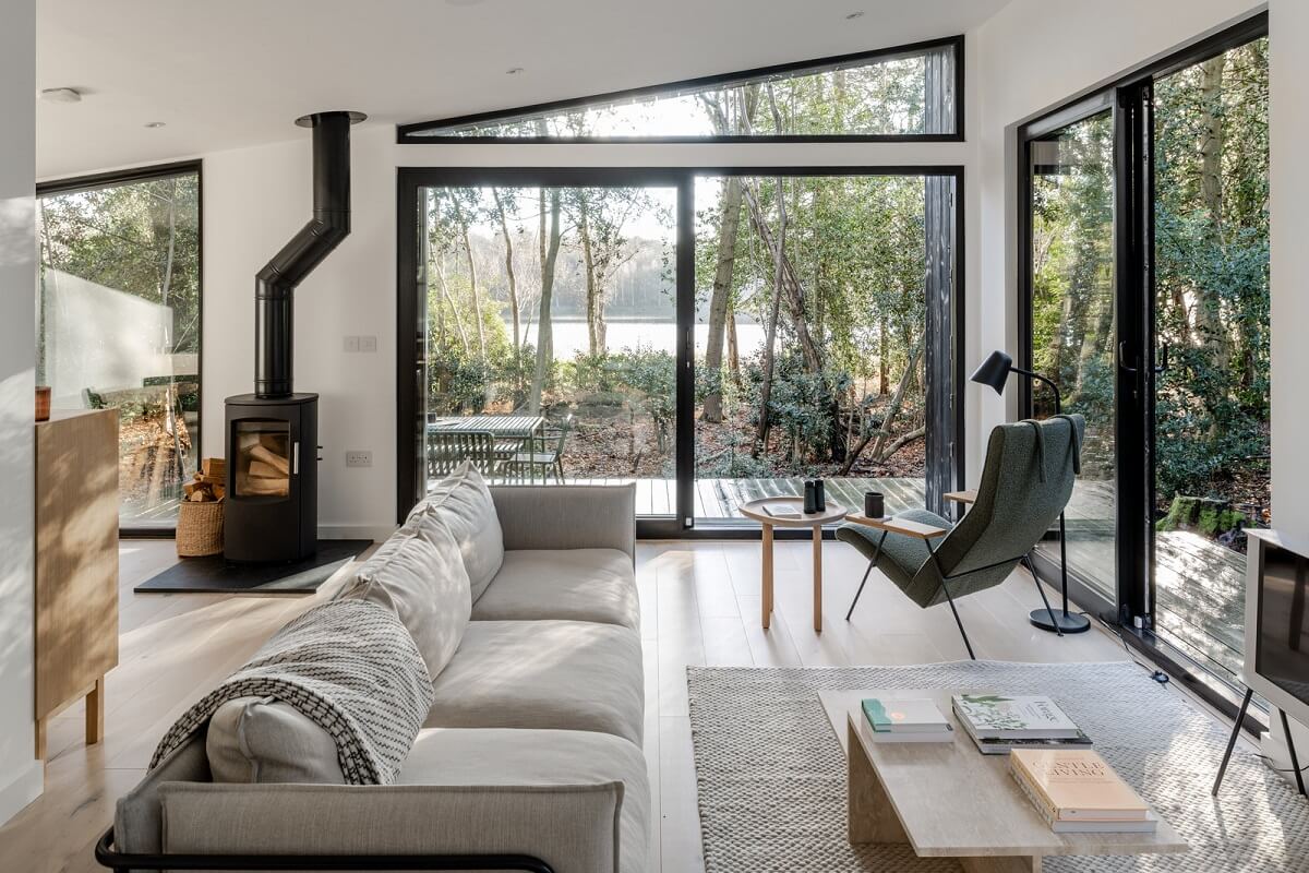 A Scandinavian-Inspired Cabin in the Woods 2 modern white living room cabin