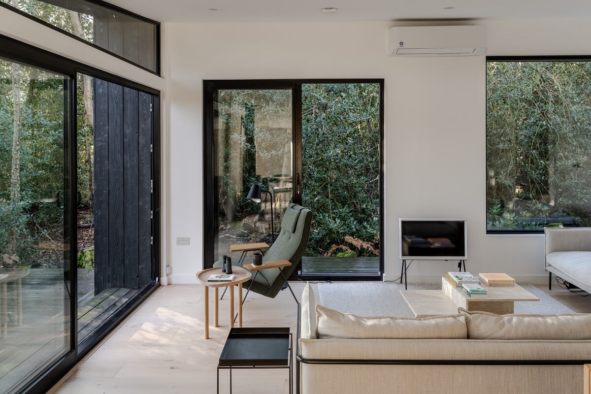 A Scandinavian-Inspired Cabin in the Woods 3 open plan living room cabin