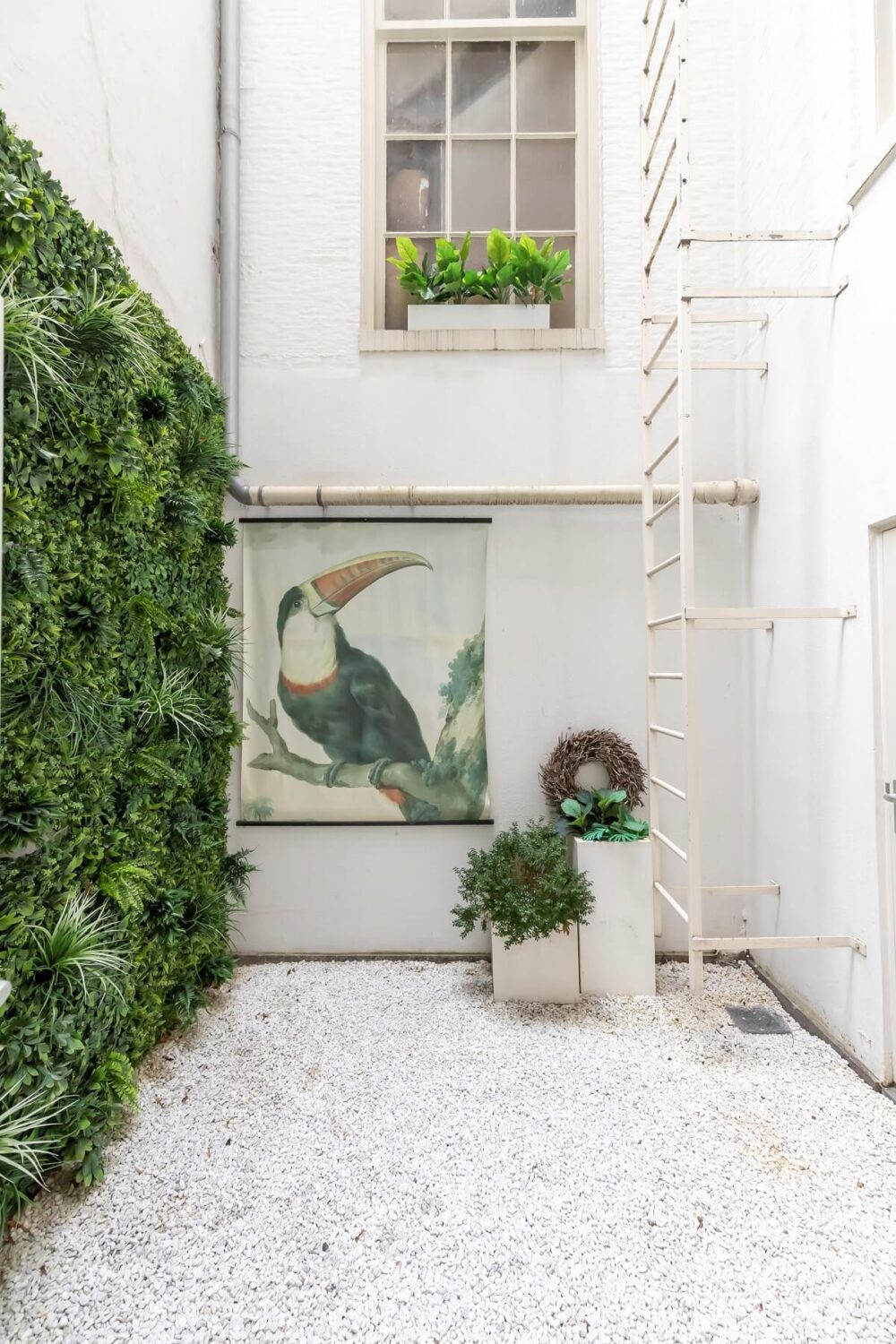 A Renovated Canal House with a Separate Pink Studio Apartment 28 patio with living wall