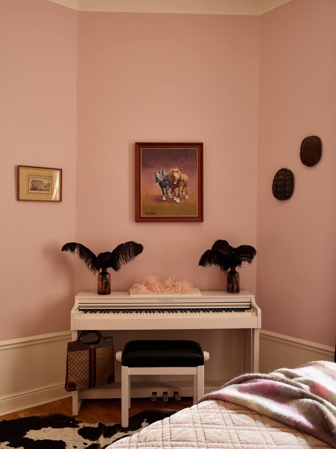A Classic & Cozy Apartment Painted in Pastel Pink and Blue 12 pink-bedroom-with-piano-nordroom