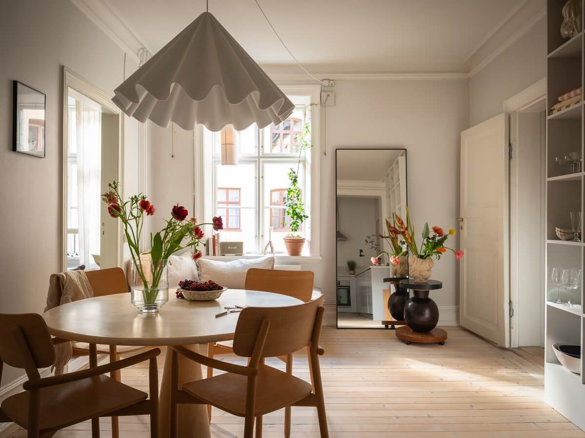 Light Rooms and Soft Color Tones in a Swedish Apartment 13 round dining table
