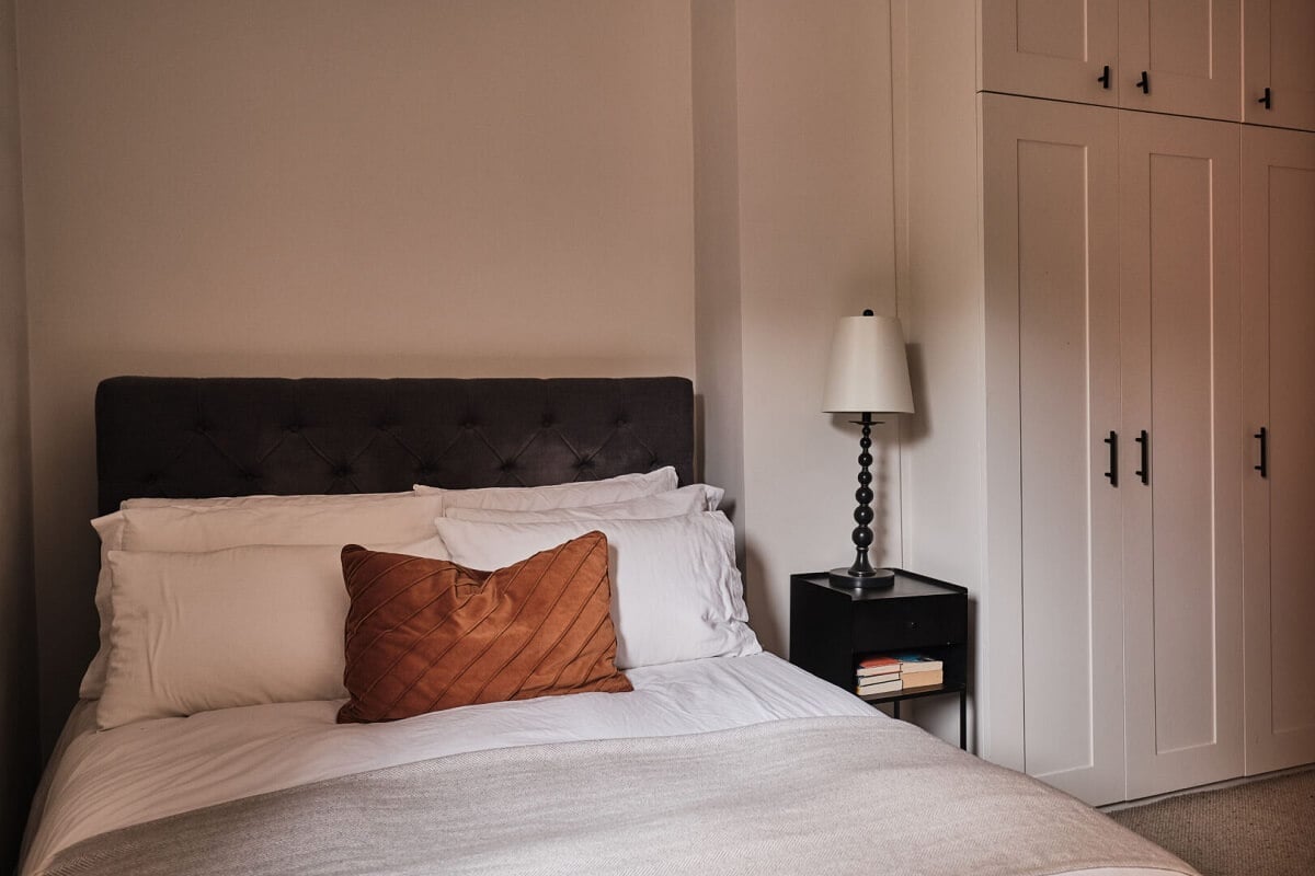 A London Warehouse Conversion with a Black deVOL Kitchen 17 serene bedroom with wardrobes