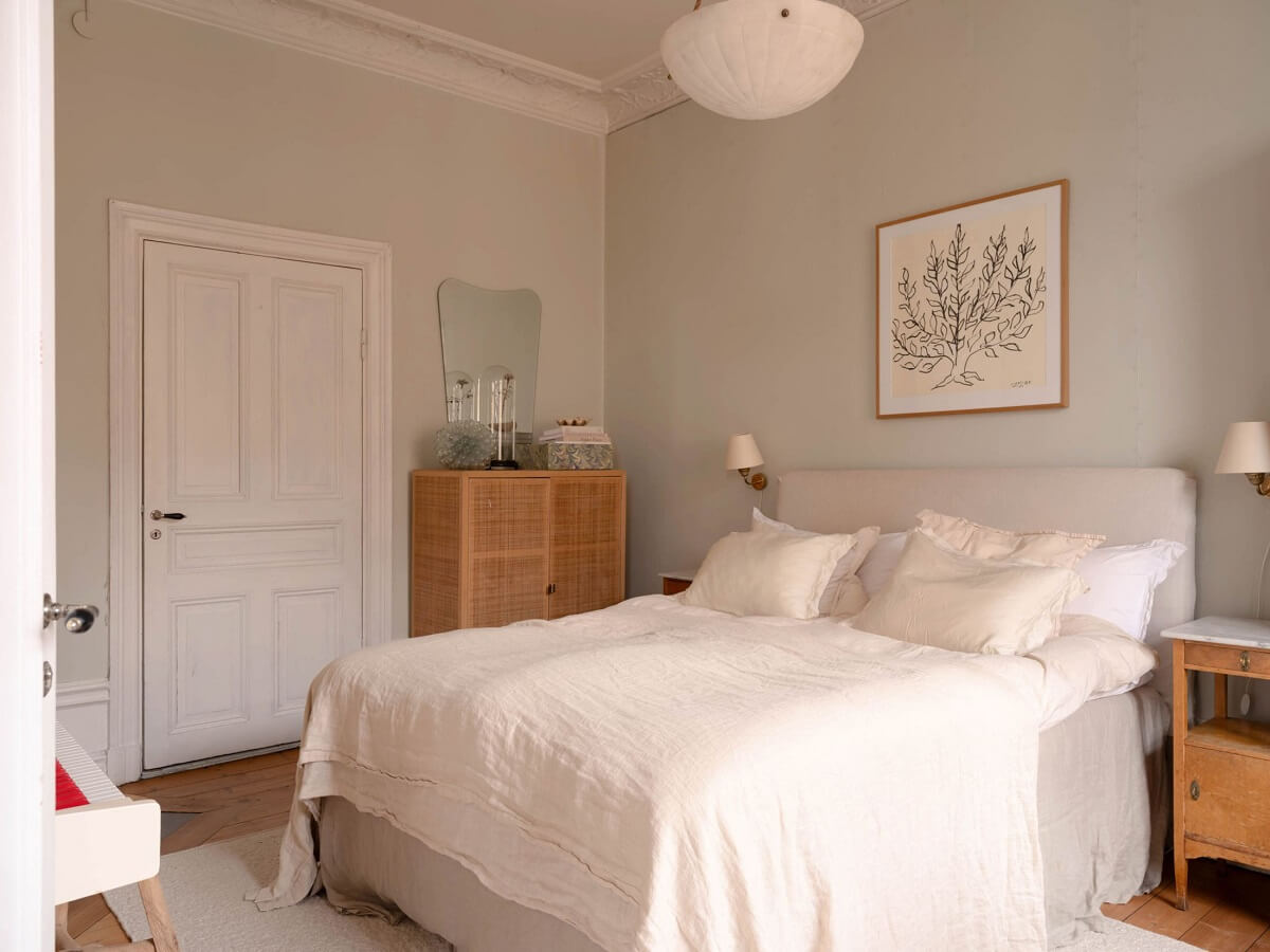 Elsa Billgren's Serene Stockholm Apartment is For Sale 18 serene light colored bedroom