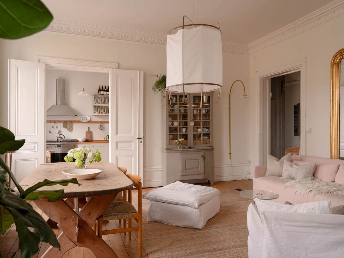 Elsa Billgren's Serene Stockholm Apartment is For Sale 4 serene living room painted in light colors