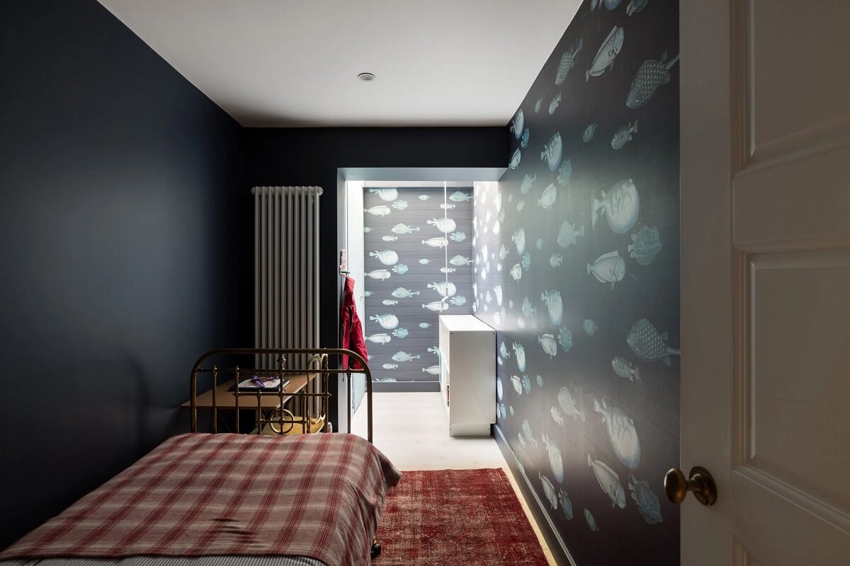 A Modern Apartment with Skylights in a Historic Building 16 small moody bedroom