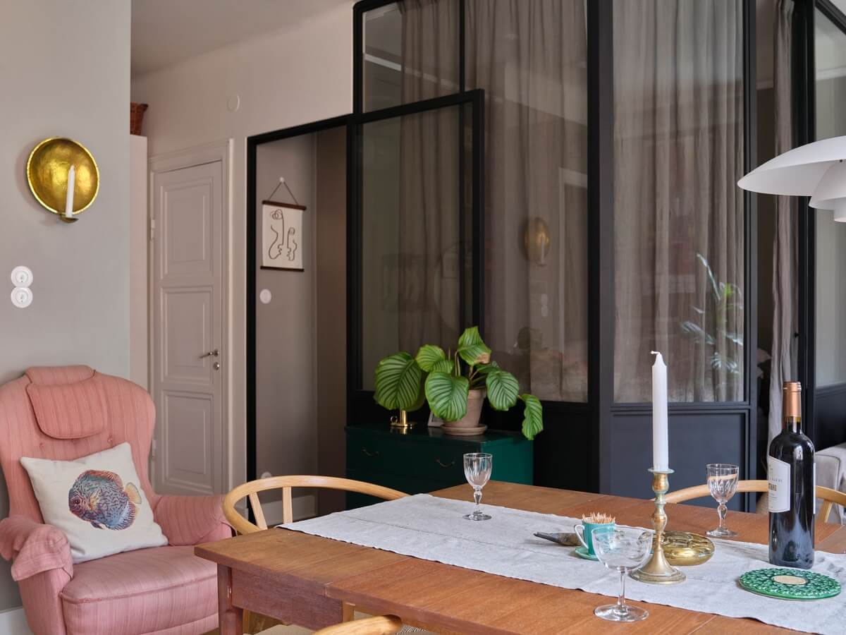 A Small Gray Apartment with Industrial Glass Walls 15 small scandi apartment with industrial glass walls