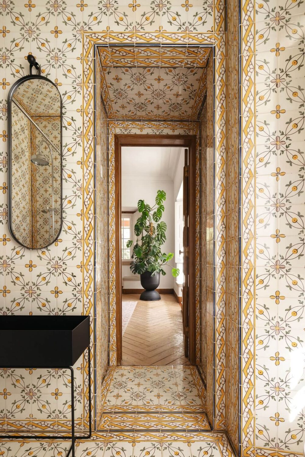 A Renovated Pink Manor House in Portugal 13 tilework