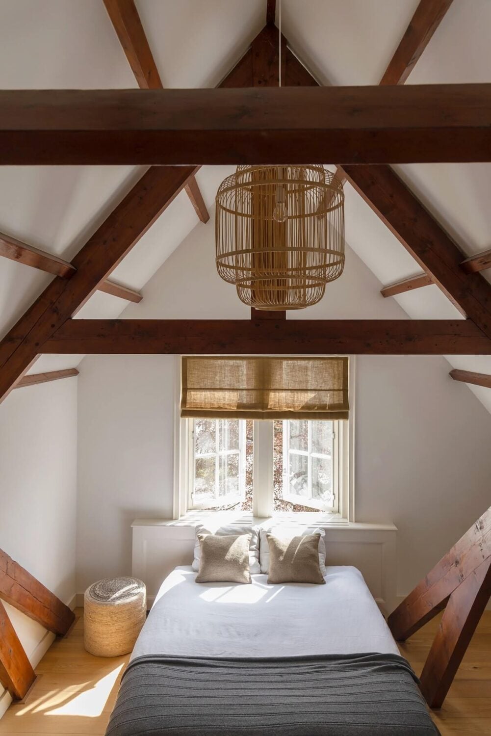A Warm Atmosphere in a Historic Dutch Villa 22 attic bedroom with wooden beams