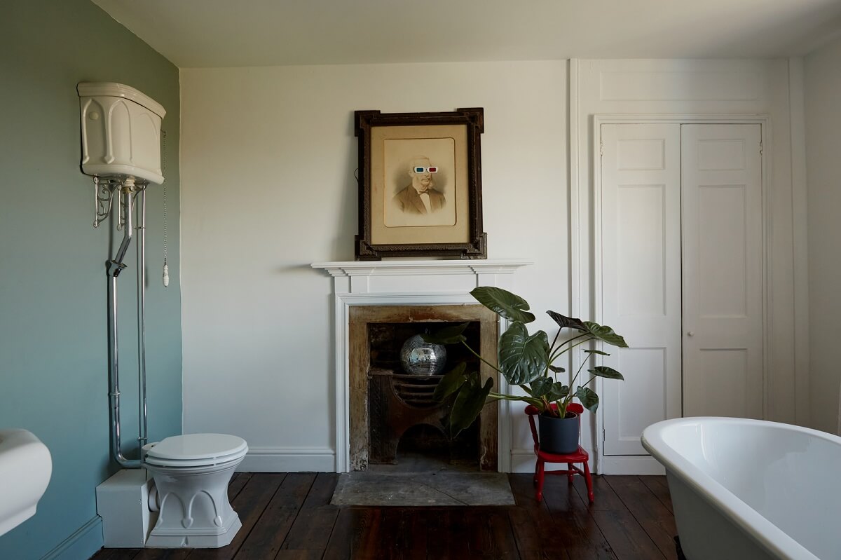 A Georgian House in England with a Ballroom 21 bathroom with fireplace