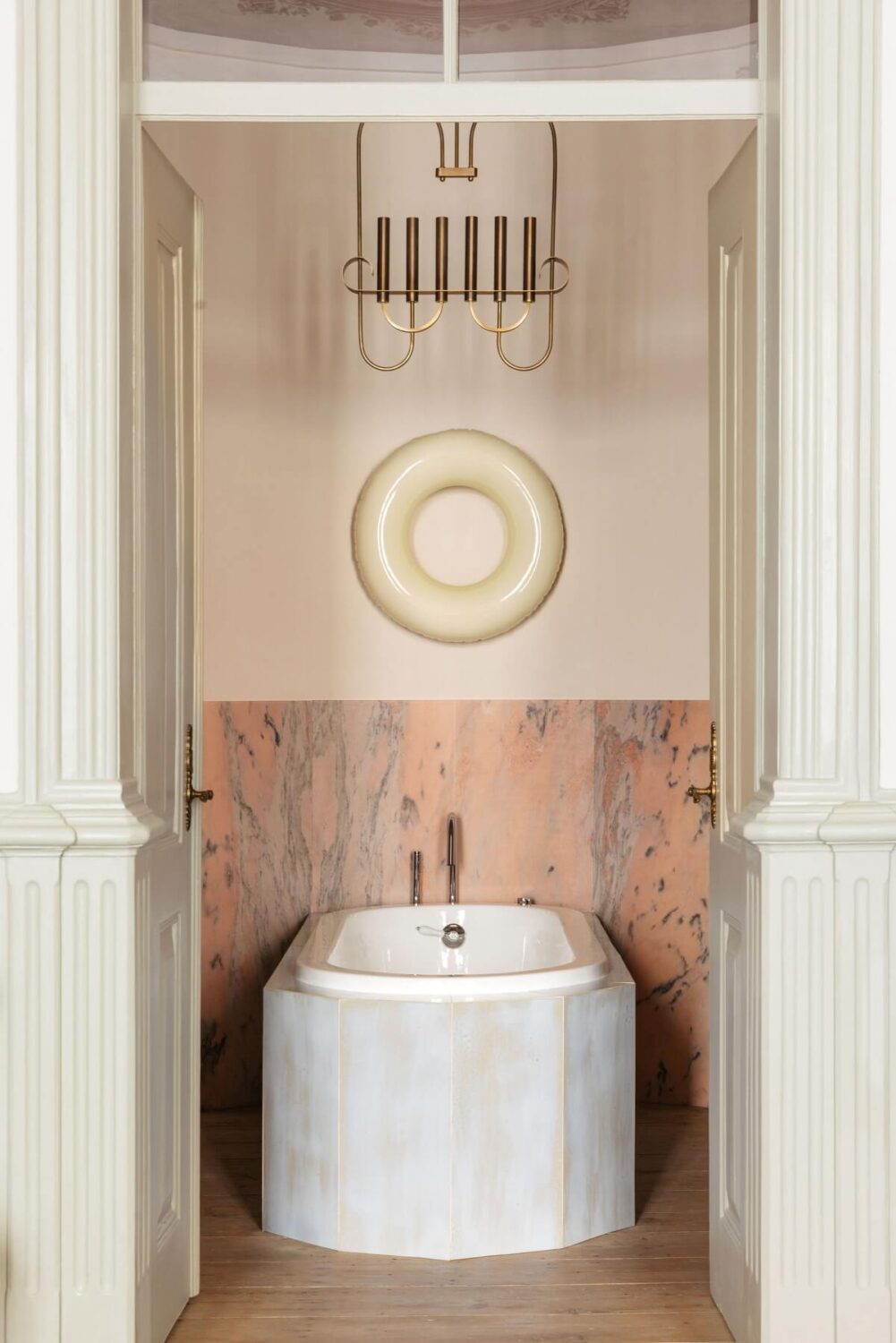 The Gallery Home: A Custom-Built Design Apartment in Portugal 15 bathroom with pink tiles