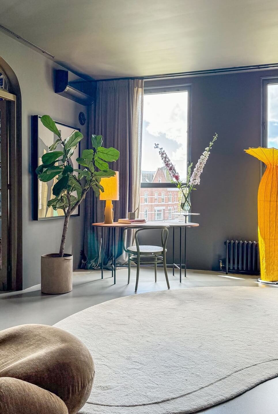 Color and Graphic Design in the Home of a Dutch Interior Stylist 26 bedroom detail desk