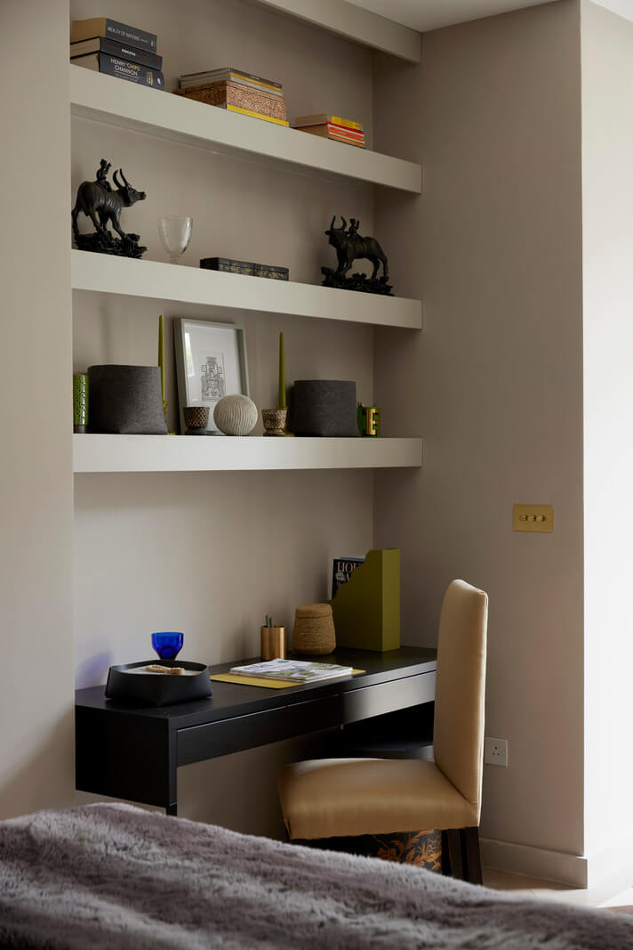 Modern Interiors in an Architectural 19th Century Building 10 bedroom home office with built in shelves