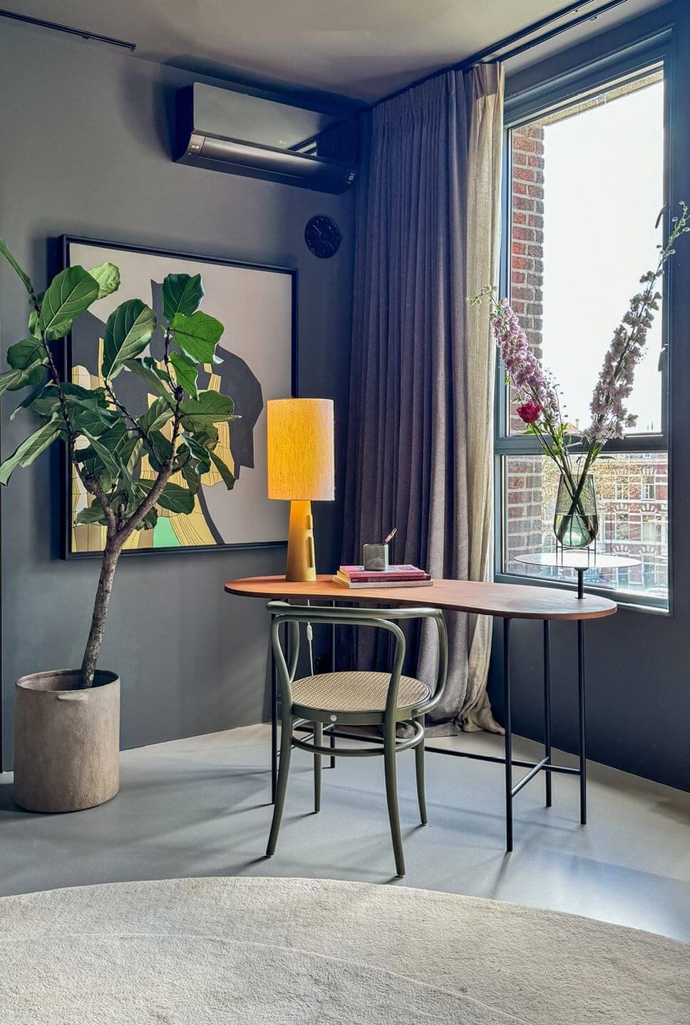 Color and Graphic Design in the Home of a Dutch Interior Stylist 27 bedroom home office