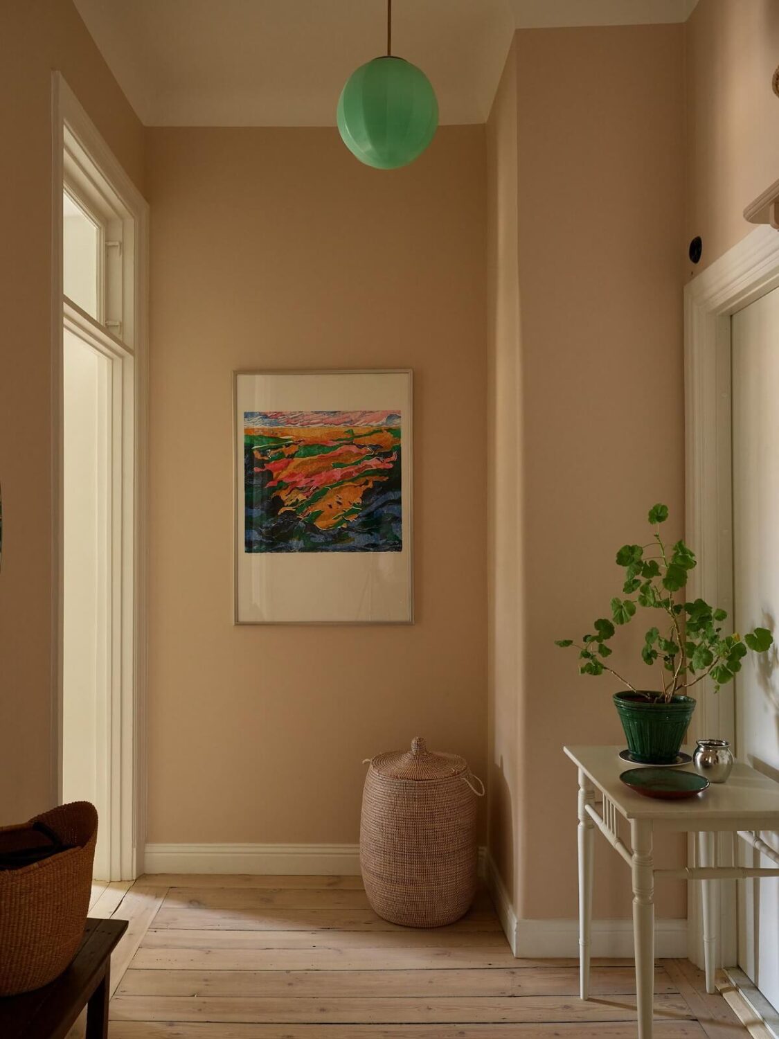 A Green Kitchen in a Gray Family Apartment 31 beige hallway