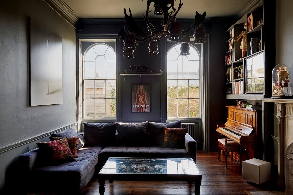 A Georgian House in England with a Ballroom 1 dark gray living room