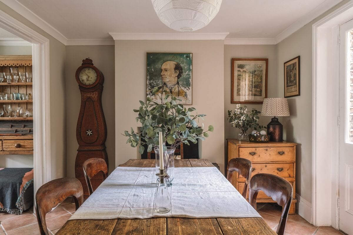 A Warm Muted Color Palette in a Victorian House 20 dining room wooden table