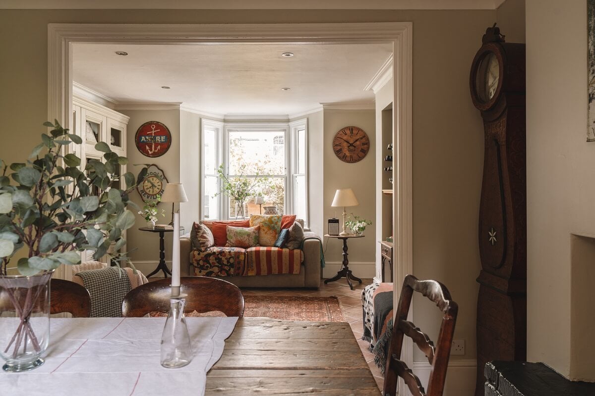 A Warm Muted Color Palette in a Victorian House 22 double room dining and sitting space