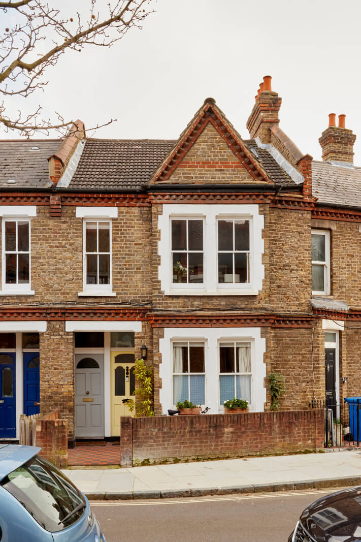 A London Maisonette with A Light Blue deVOL Kitchen 18 exterior with blue front door