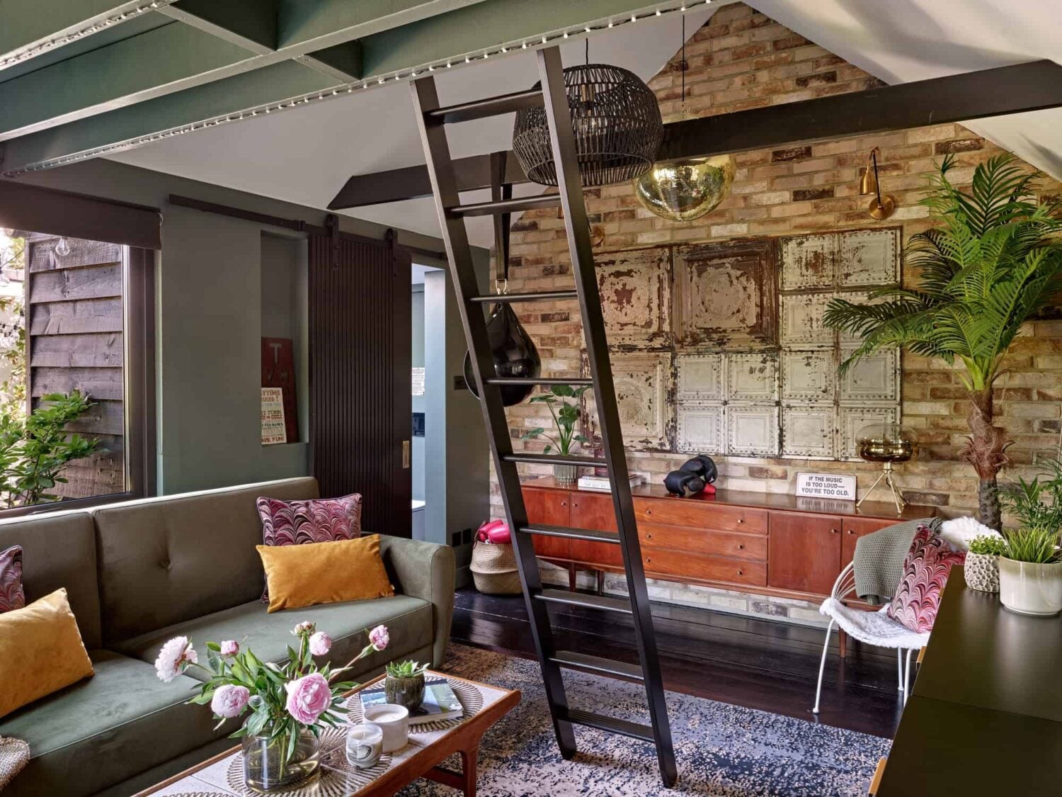 Pink & Gray Rooms in a Victorian Home with a Guest House 25 garden cottage guest house with loft bed
