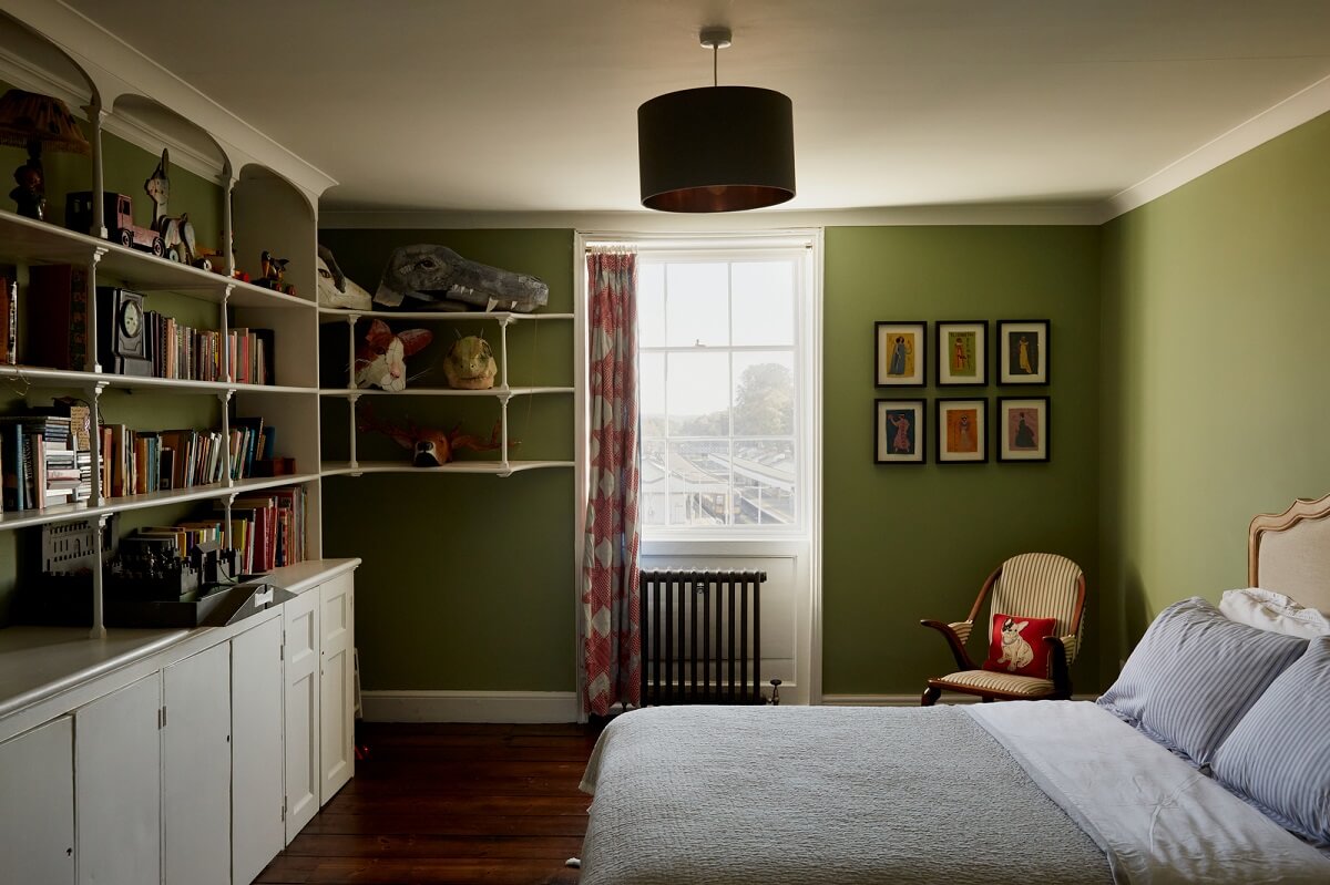 A Georgian House in England with a Ballroom 19 green bedroom