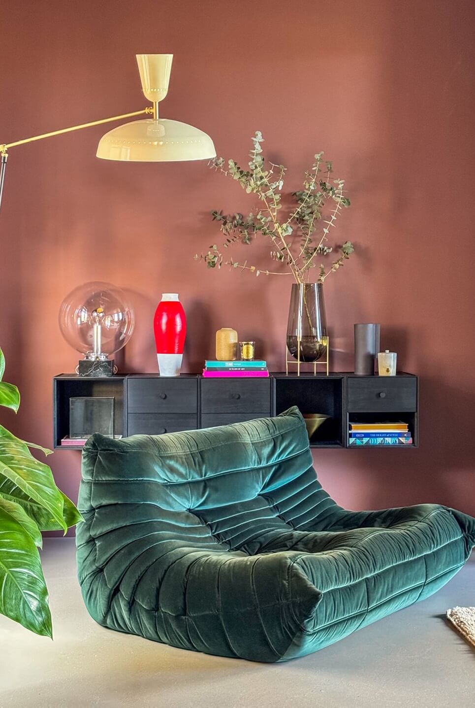 Color and Graphic Design in the Home of a Dutch Interior Stylist 4 green togo chair