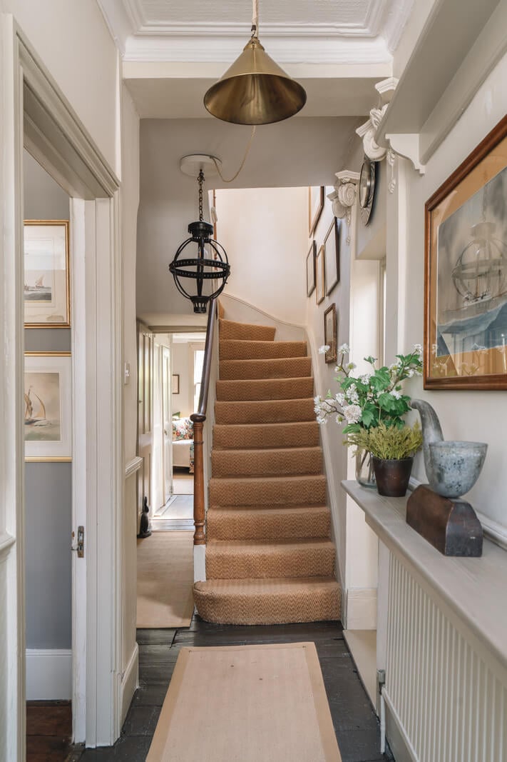A Warm Muted Color Palette in a Victorian House 25 historic hallway gray floor