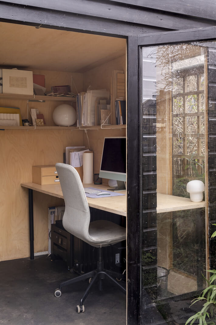 Light and Modern Spaces in a Small Victorian House 21 home office in garden shed