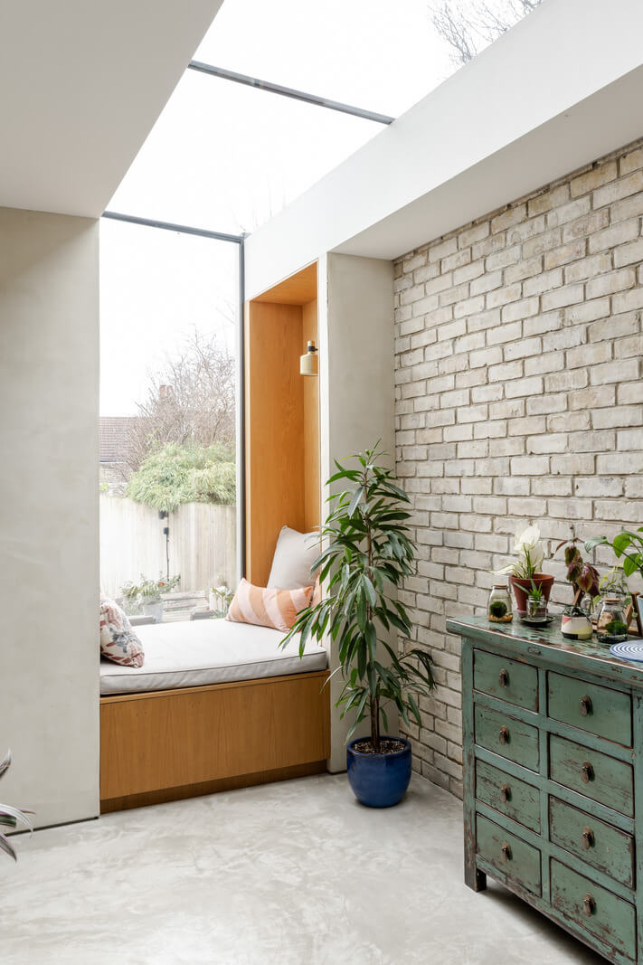 A Light London Family House with a Modern Extension 11 kitchen extension with window seat