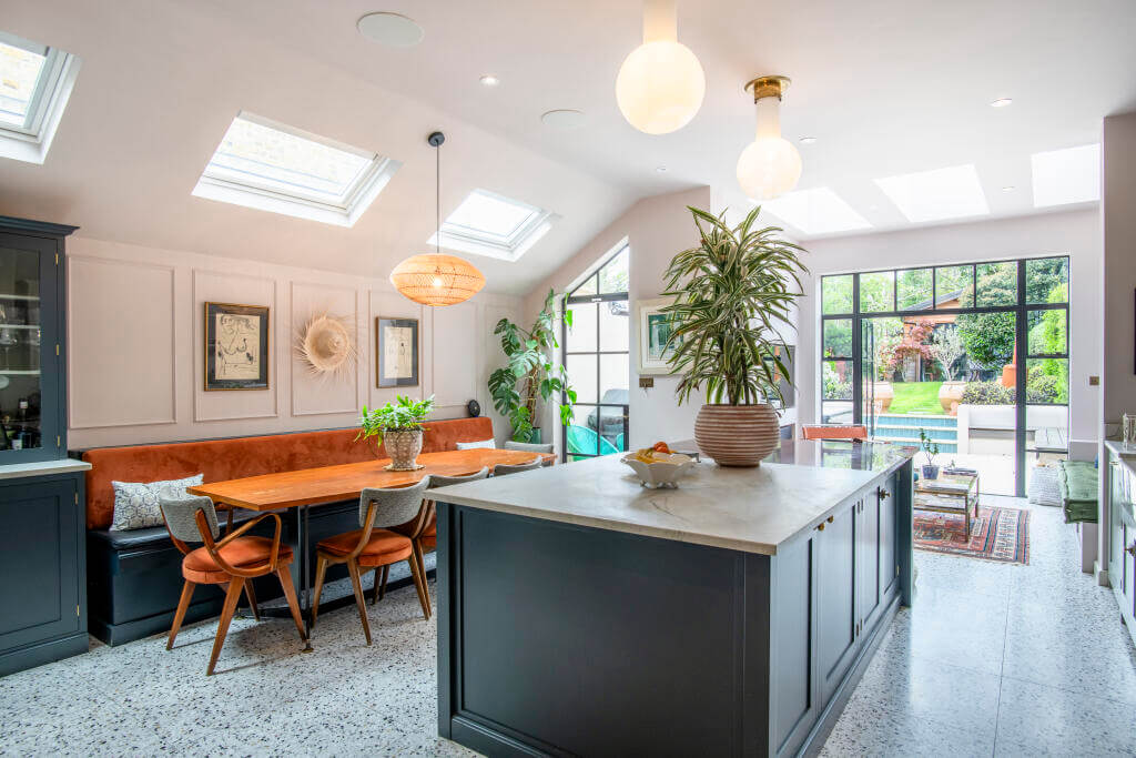 A Victorian House where the Kitchen is the Heart of the Home 2 kitchen with built in bench skylights and crittal windows