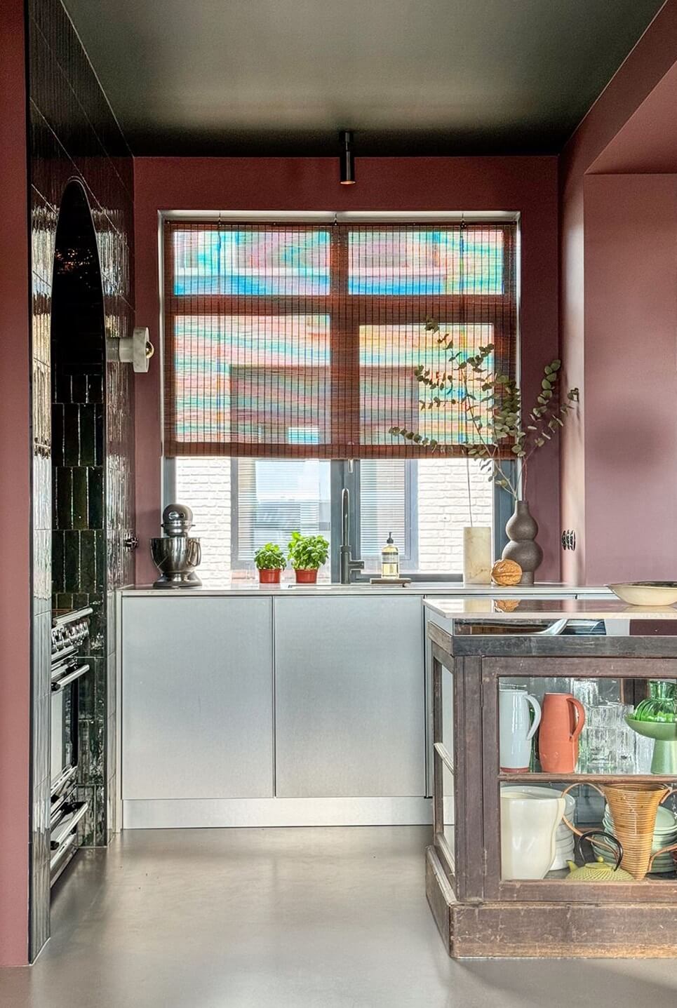 Color and Graphic Design in the Home of a Dutch Interior Stylist 12 kitchen with pink walls