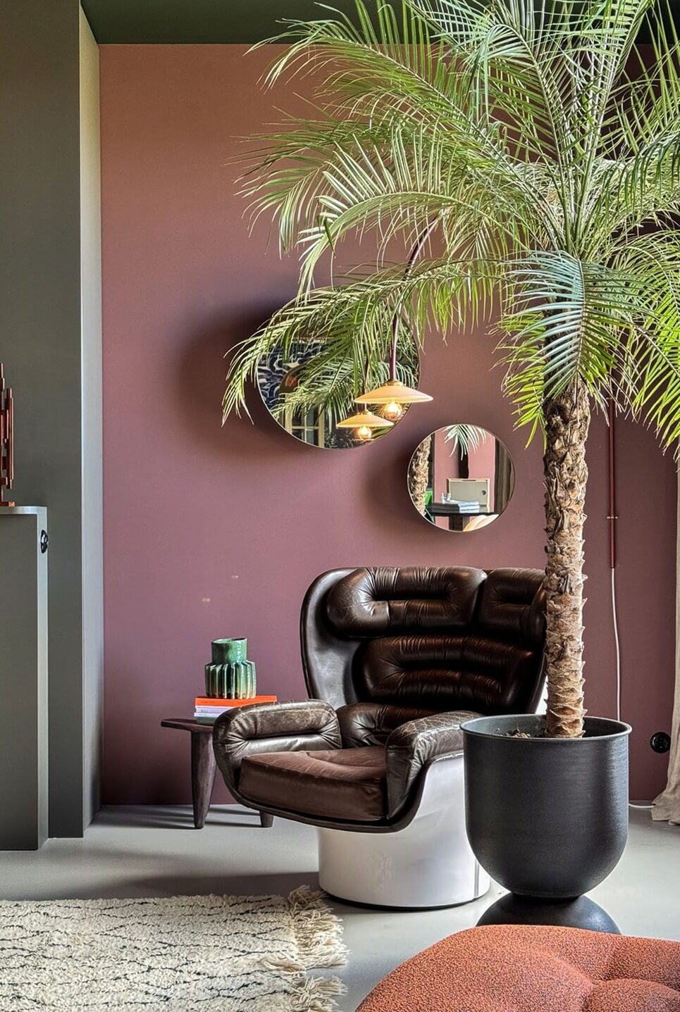 Color and Graphic Design in the Home of a Dutch Interior Stylist 7 large plant living room