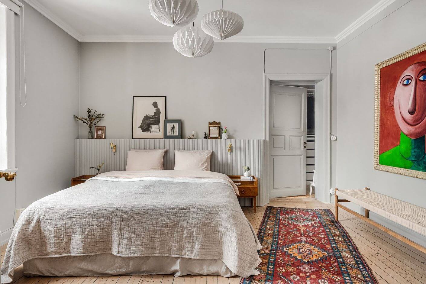 A Swedish Family Apartment with a Butter Yellow Kitchen 13 light bedroom
